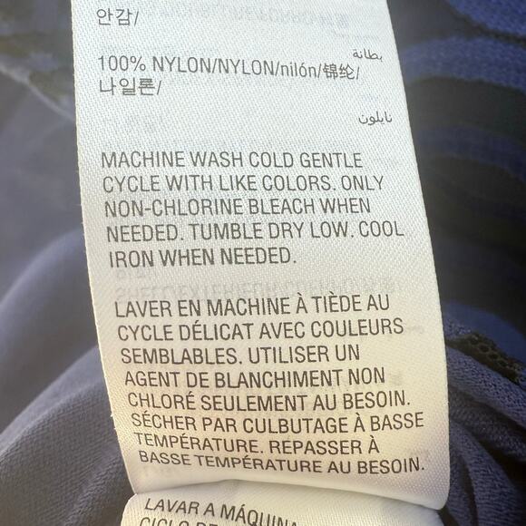 Alfani Pullover Round Neck Blouse Tiered Bell Sleeves Top Navy Blue Size Large - Picture 9 of 11